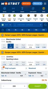 Sportovní sázení v české mobilní aplikaci Mostbet