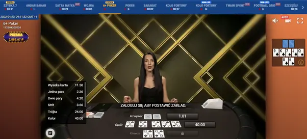 Gry w pokera z krupierem na żywo w Mostbet